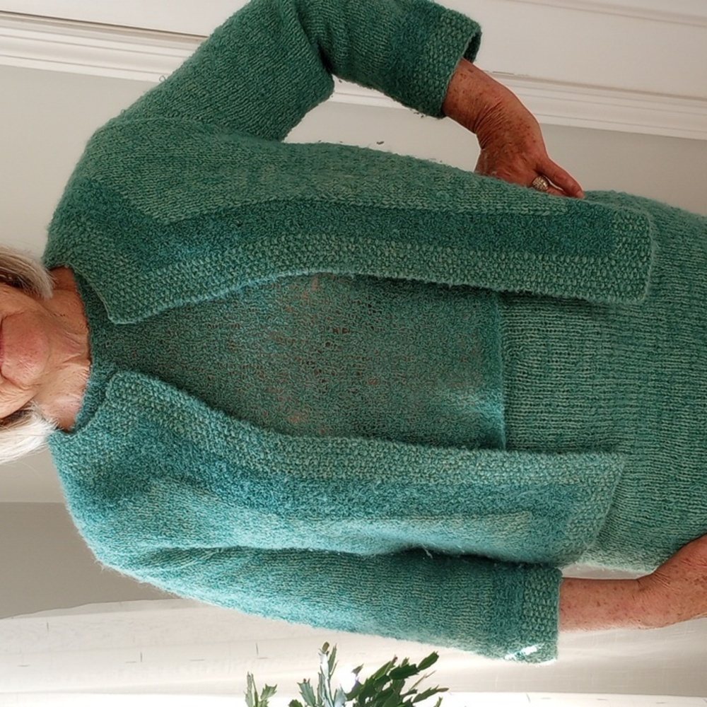 Vintage Hand Knit Deep Turquoise Skirt Set - Picture 6 of 15